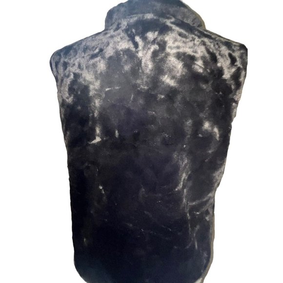 REVERSIBLE Beaver Faux Fur VEST Coat Jacket Brown Size L Women’s Full Zip 83814 - Picture 3 of 8